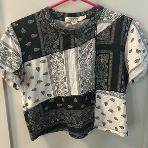 Alice and Olivia Elina patchwork paisley crop top